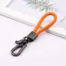 Hand woven rope keychain for men women rotatable luxury leather rope key chains horseshoe buckle car key ring holder accessories
