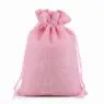 Customized logo promotion linen drawstring gift bag mini candy gift bag linen bag with ribbon