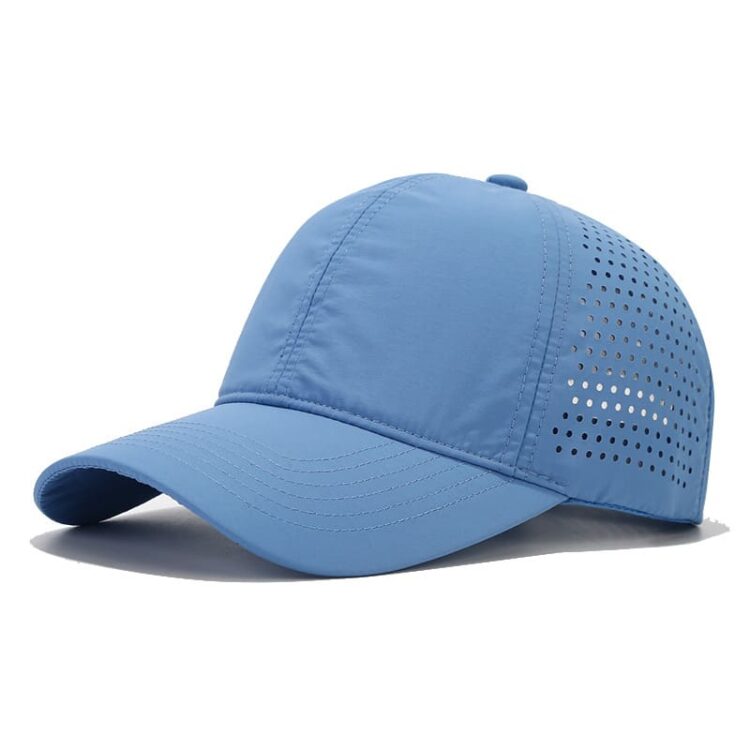 Oem custom 6 panels water resistant laser cut drilled hole baseball cap