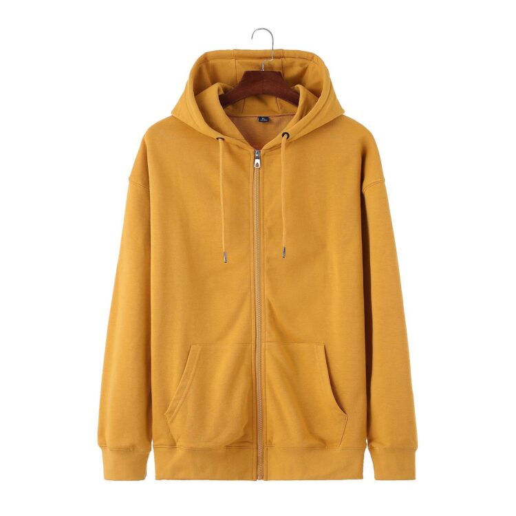 330gsm unisex plain zip up hoodie zipper french terry men's jackets puff print zip up puff print hoodie