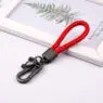 Hand woven rope keychain for men women rotatable luxury leather rope key chains horseshoe buckle car key ring holder accessories