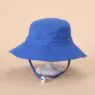 Wholesale plain printed children girl summer cotton custom baby logo sun hat cord blank school with strap kid bucket hat