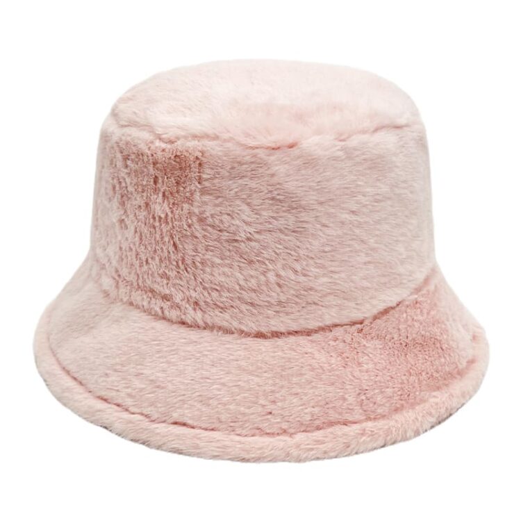 Outdoor warm winter high quality soft furry fisherman cap winter cow faux fur fluffy bucket hats