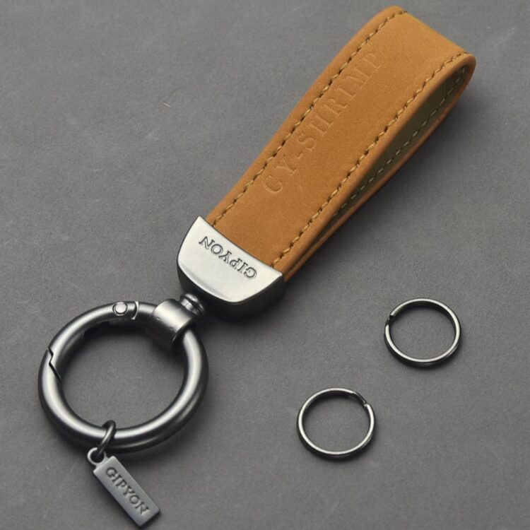 Customized promotional car leather keychain pu leather keyring for man gifr