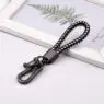 Hand woven rope keychain for men women rotatable luxury leather rope key chains horseshoe buckle car key ring holder accessories