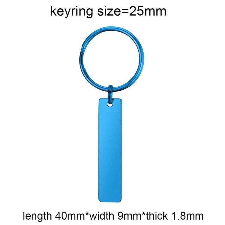 Keychain blank laser engraving stainless steel custom logo creative personality bar rectangle metal keychains promotional gift