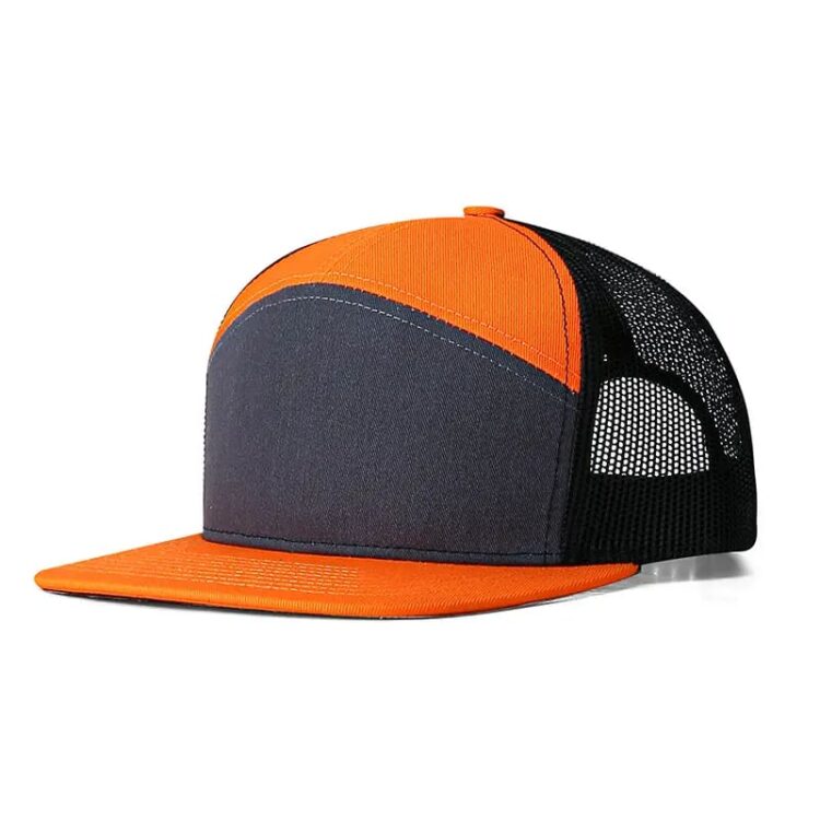 Customized logo richardson 168 cotton trucker hat breathable 7 panel flat brim baseball cap wholesale