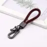 Hand woven rope keychain for men women rotatable luxury leather rope key chains horseshoe buckle car key ring holder accessories