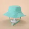 Wholesale plain printed children girl summer cotton custom baby logo sun hat cord blank school with strap kid bucket hat