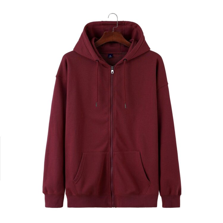 330gsm unisex plain zip up hoodie zipper french terry men's jackets puff print zip up puff print hoodie