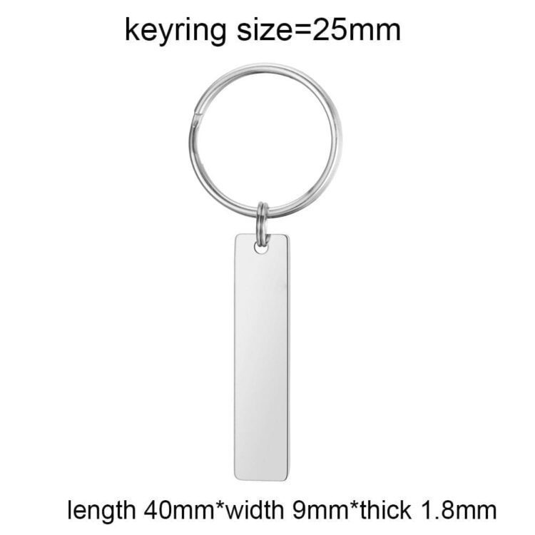 Keychain blank laser engraving stainless steel custom logo creative personality bar rectangle metal keychains promotional gift