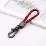 Hand woven rope keychain for men women rotatable luxury leather rope key chains horseshoe buckle car key ring holder accessories