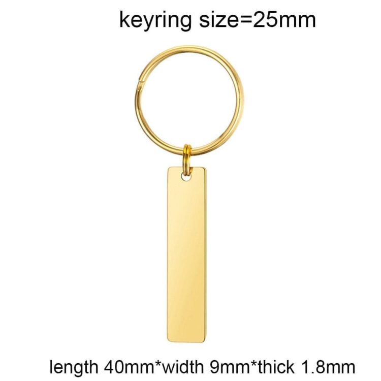 Keychain blank laser engraving stainless steel custom logo creative personality bar rectangle metal keychains promotional gift