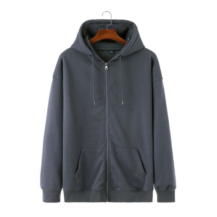 330gsm unisex plain zip up hoodie zipper french terry men's jackets puff print zip up puff print hoodie