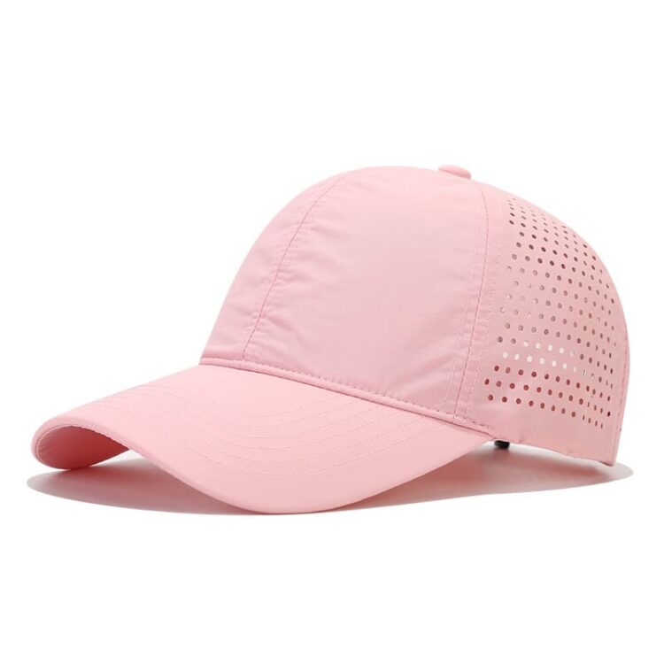 Oem custom 6 panels water resistant laser cut drilled hole baseball cap