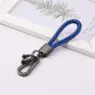 Hand woven rope keychain for men women rotatable luxury leather rope key chains horseshoe buckle car key ring holder accessories