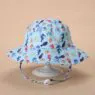 Wholesale plain printed children girl summer cotton custom baby logo sun hat cord blank school with strap kid bucket hat