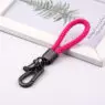 Hand woven rope keychain for men women rotatable luxury leather rope key chains horseshoe buckle car key ring holder accessories