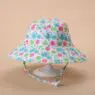Wholesale plain printed children girl summer cotton custom baby logo sun hat cord blank school with strap kid bucket hat