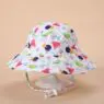 Wholesale plain printed children girl summer cotton custom baby logo sun hat cord blank school with strap kid bucket hat