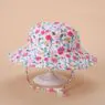 Wholesale plain printed children girl summer cotton custom baby logo sun hat cord blank school with strap kid bucket hat