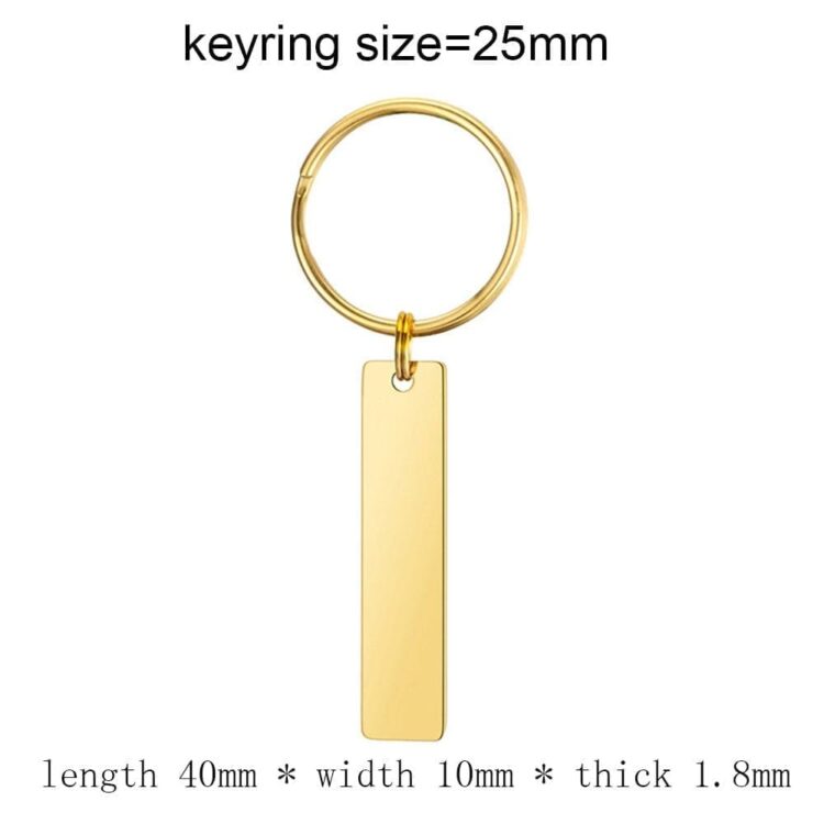 Keychain blank laser engraving stainless steel custom logo creative personality bar rectangle metal keychains promotional gift