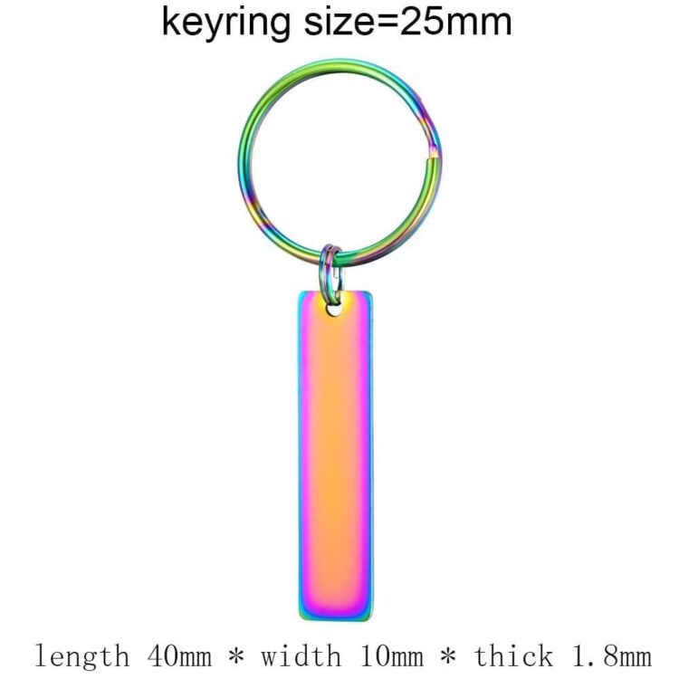 Keychain blank laser engraving stainless steel custom logo creative personality bar rectangle metal keychains promotional gift