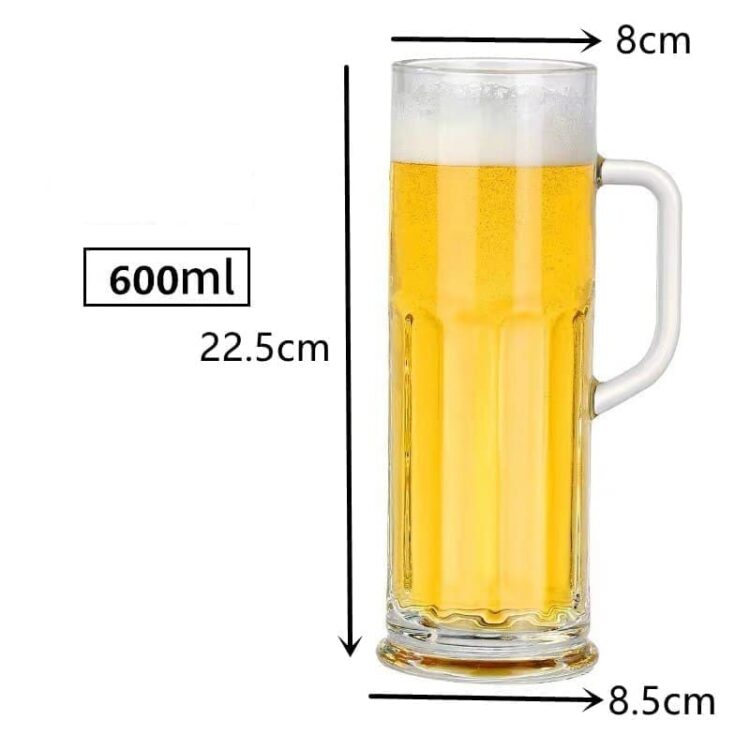 Beer mugs wholesale 500ml 24oz high white quality beer glass mugs with handle beer steins and soft drinks