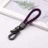 Hand woven rope keychain for men women rotatable luxury leather rope key chains horseshoe buckle car key ring holder accessories