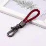 Hand woven rope keychain for men women rotatable luxury leather rope key chains horseshoe buckle car key ring holder accessories