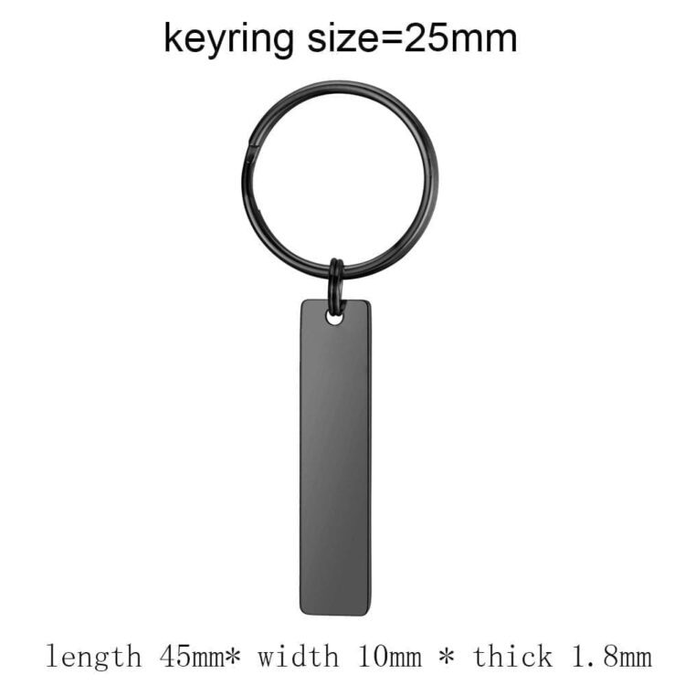 Keychain blank laser engraving stainless steel custom logo creative personality bar rectangle metal keychains promotional gift
