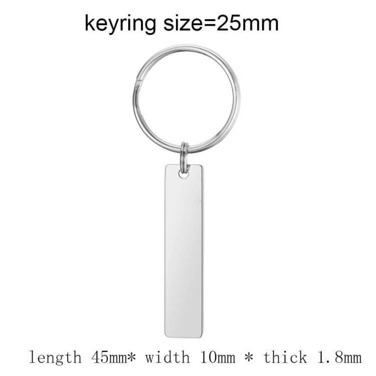 Keychain blank laser engraving stainless steel custom logo creative personality bar rectangle metal keychains promotional gift