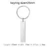 Keychain blank laser engraving stainless steel custom logo creative personality bar rectangle metal keychains promotional gift