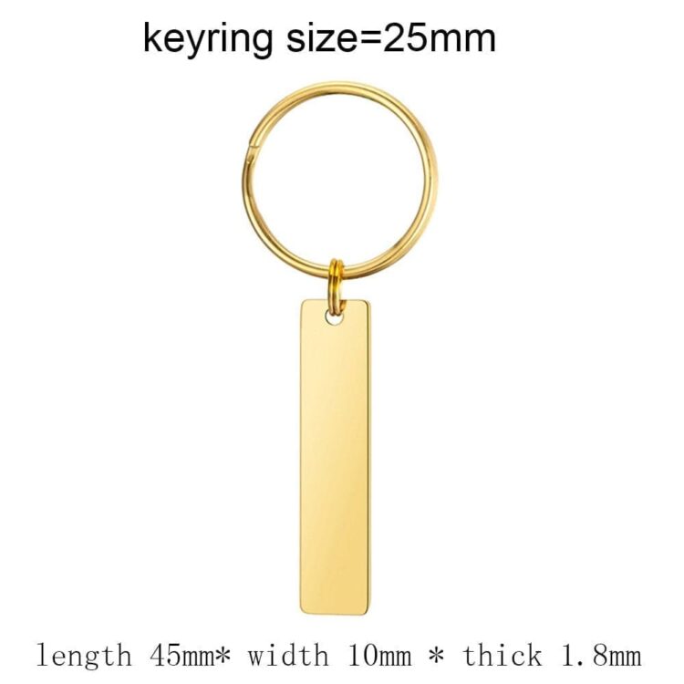 Keychain blank laser engraving stainless steel custom logo creative personality bar rectangle metal keychains promotional gift