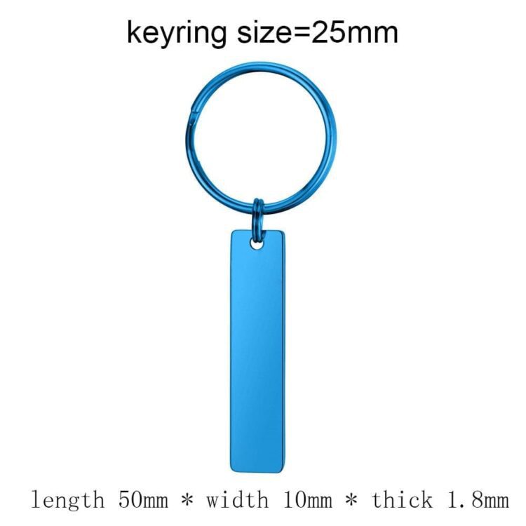 Keychain blank laser engraving stainless steel custom logo creative personality bar rectangle metal keychains promotional gift