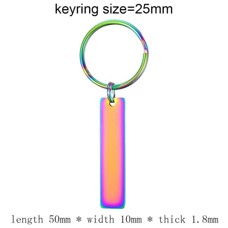 Keychain blank laser engraving stainless steel custom logo creative personality bar rectangle metal keychains promotional gift