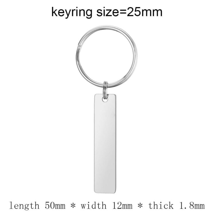 Keychain blank laser engraving stainless steel custom logo creative personality bar rectangle metal keychains promotional gift