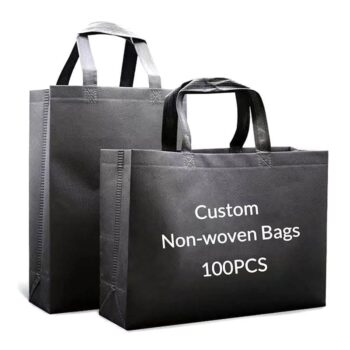 Custom black non woven packaging gift bags eco 80gsm pp non-woven fabric shopping tote bag for market