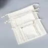 Custom eco friendly organic muslin cotton pouch promotional large small white calico cloth canvas drawstring bag logo printing