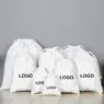 Custom eco friendly organic muslin cotton pouch promotional large small white calico cloth canvas drawstring bag logo printing