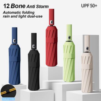 custom logo 24 rib automatic folding umbrella 1