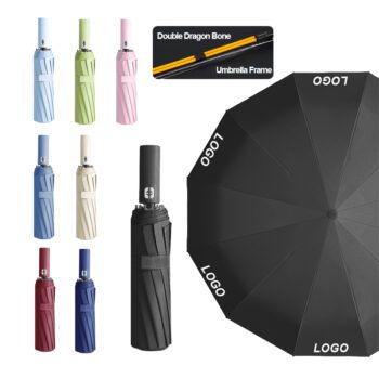 custom logo 24 rib automatic folding umbrella