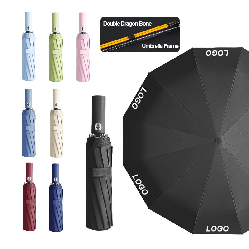 custom logo 24 rib automatic folding umbrella custom logo 24 rib automatic folding umbrella