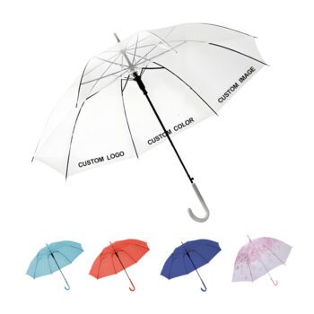 custom logo straight long handle transparent umbrella