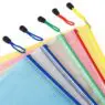 Custom logo waterproof clear transparent a4 a5 a6 poly plastic slider zipper envelope sewed pvc file bag file folder