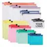 Custom logo waterproof clear transparent a4 a5 a6 poly plastic slider zipper envelope sewed pvc file bag file folder