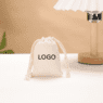 Custom white canvas pouch mini cotton drawstring bag with logo for promotion