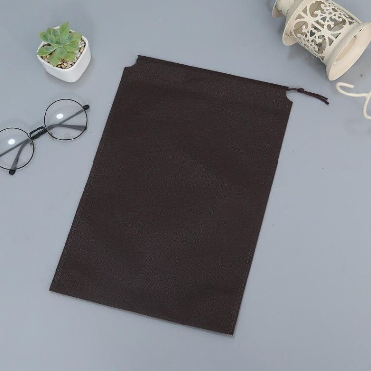 Custom wholesale logo printed non woven gift storage bag travel non-woven black carrying dust shoe bag drawstring packaging bag
