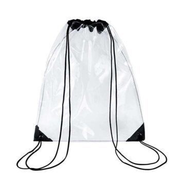 Customized logo waterproof plastic transparent sport storage bag clear gym fitness pvc drawstring backpack