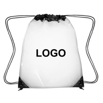 Customized logo waterproof plastic transparent sport storage bag clear gym fitness pvc drawstring backpack